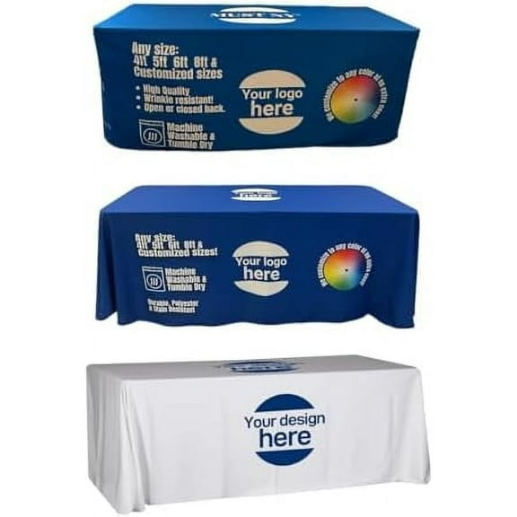 Personalized Customized with Logo Table Cloth 4FT 6 FT 8 FT Table for Tradeshow Events Birthday Wedding Anniversary Tradeshow Mantel Personalizado (Rectangle 4FT 24" x 48" x 30" No Pleats no Back)