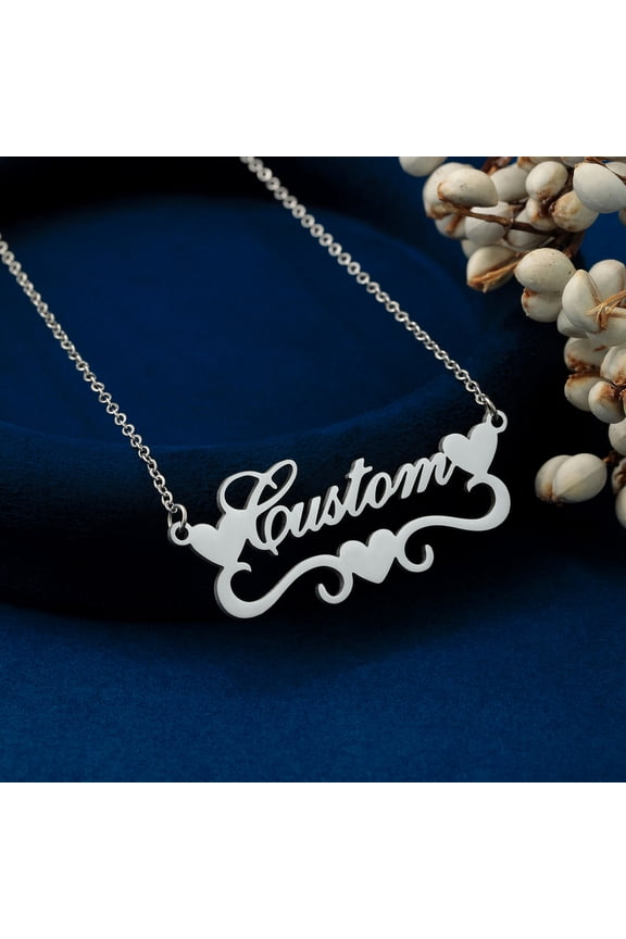 Personalized Customized Name Necklace for Women Pendant Stainless Steel Jewelry Couple Heart Nameplate Charm Chain Choker