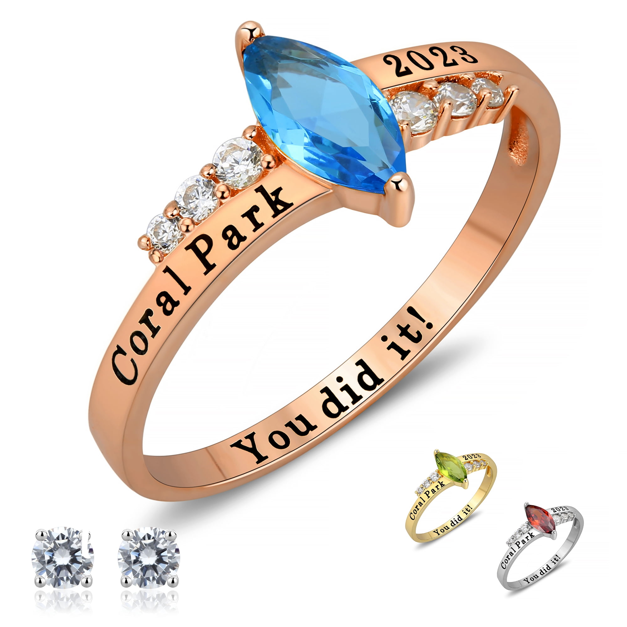 Personalized Customized Sterling Silver Women’s (Ladies) High School ...