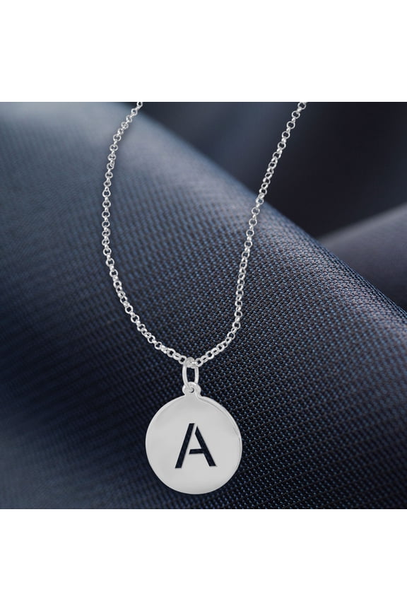 Personalized Cut Out Initial Pendant Disc in Sterling Silver or 14K Gold-Plated Sterling Silver