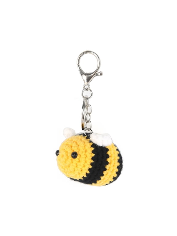3D Crochet Bees Keyring Cute Knitting Bees Keychain Handmade Purse Pendant for Bag Phone Car Keyring Car Wallet Lanyard