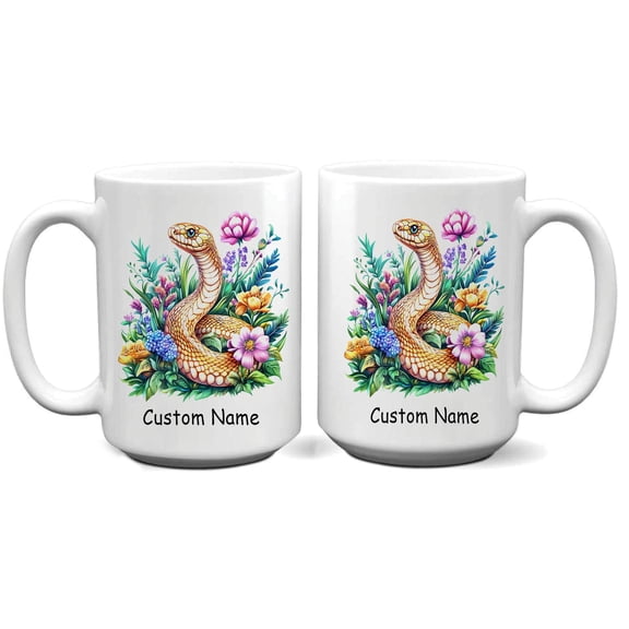 Personalized Cute Corn Snake Coffee Mug 11oz 15oz - Custom Name Ceramic Cup - Fun Gift for Corn Snake Lovers, Parents, Girlfriend, Siblings, Kids, Reptile Enthusiasts