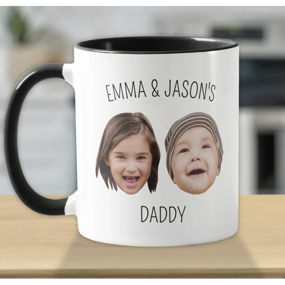 Personalized Cute Kids Face 2 Photo For Dad, AURORAVALLEY, 11oz-15oz Mug