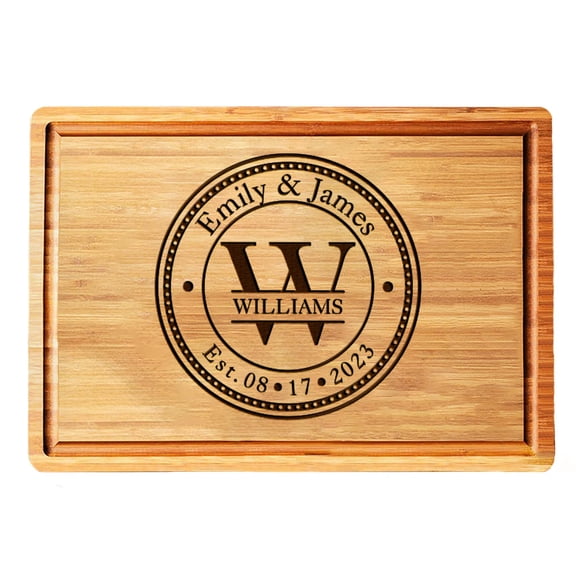 Personalized Cutting Board Wedding Gift - Custom Wood Wedding Registry Gift, Personalized Bridal Shower Gifts for the Couple, Engraved Charcuterie Board, 50th Anniversary Monogram Cutting Board
