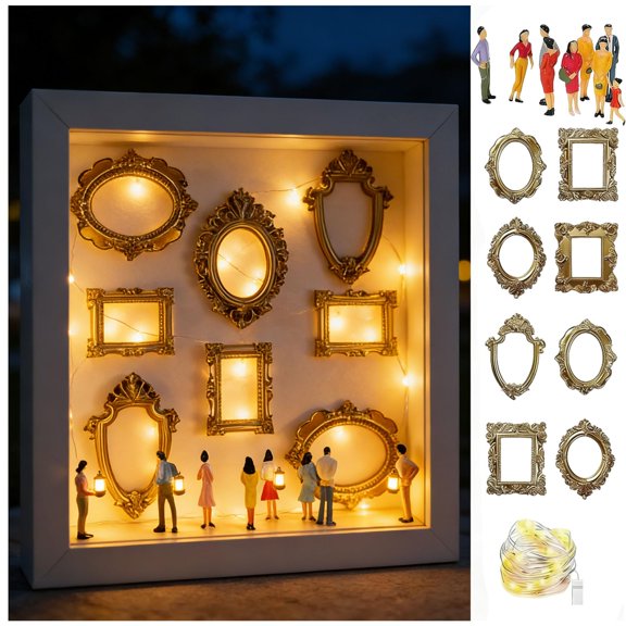 Personalized DIY Silhouette Box, Mini Photo Frame, Mini Silhouette Box, Memory Box Photo Frame Kit, Home Photo Display Cabinet, Valentine's Day (White)