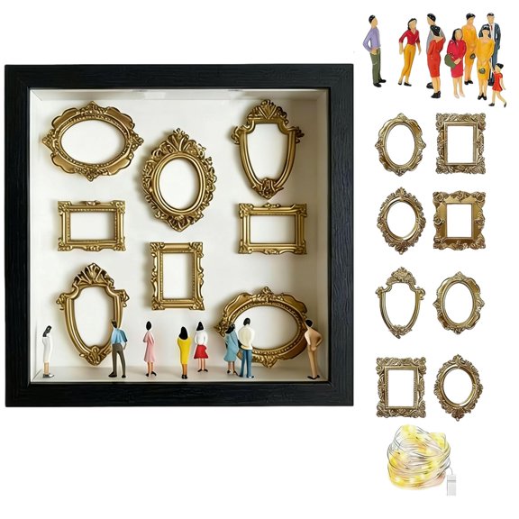Personalized DIY Silhouette Box, Mini Photo Frame, Mini Silhouette Box, Memory Box Photo Frame Kit, Home Photo Display Cabinet, Valentine's Day (White)