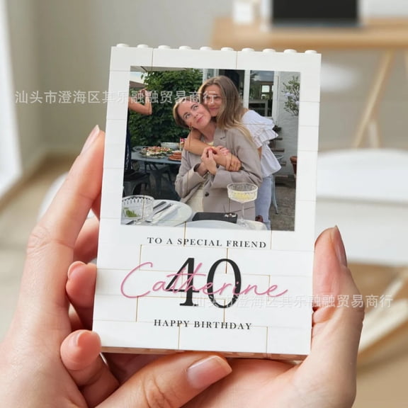 Personalized DIY creative building block photo wall, vertical heart-shaped building blocks, can be customized according to your design, as a Parents' Day gift.