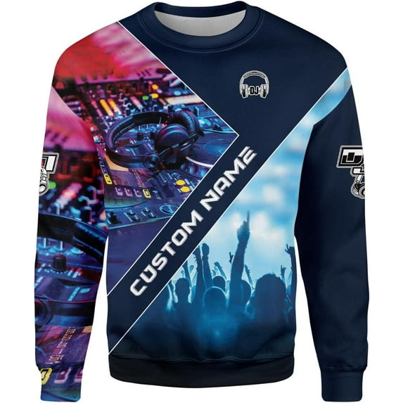 Personalized DJ 3D T-Shirts, Custom DJ Shirt with Name, DJ Gifts for Men EDM Music Festival Clothing, Gift for DJ (Sweatshirt, 3XL)