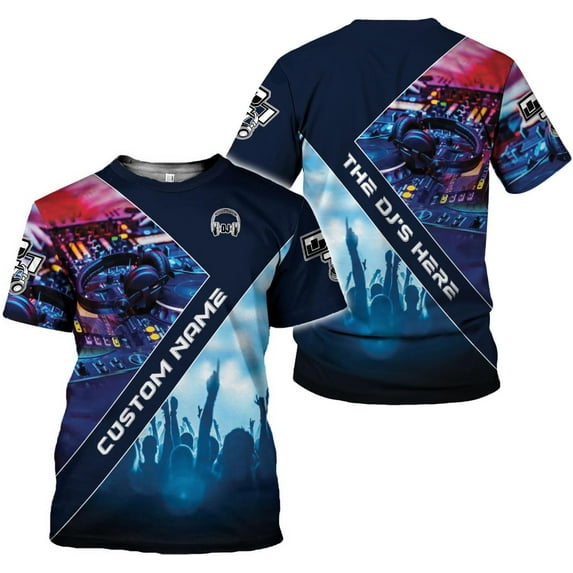 Personalized DJ 3D T-Shirts, Custom DJ Shirt with Name, DJ Gifts for Men EDM Music Festival Clothing, Gift for DJ (T-shirt, L)