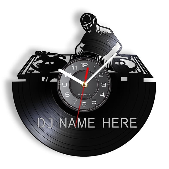 Personalized DJ Name Vinyl LP Record Wall Clock 12'' Custom Your Name Disc Jockey