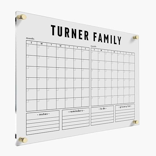 Personalized DOUBLE MONTH Personalized Calendar 2026 Family Calendar Monthly Planner Two Month Hanging Acrylic Board with Side Headers Custom Family Wall Calendar$$Office