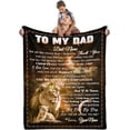 thumbnail image 1 of Personalized to My Dad Blanket from Daughter, Lion Blanket for Fathers Day Birthday Idea for Father, Custom Name Super Soft Flannel Warm Throw Blanket for Couch Bed, 1 of 5