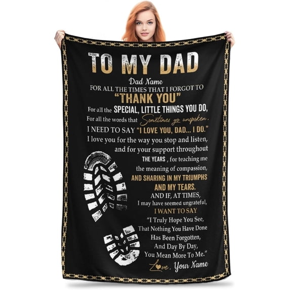 Personalized to My Dad Blanket from Daughter, Lion Blanket for Fathers Day Birthday Idea for Father, Custom Name Super Soft Flannel Warm Throw Blanket for Couch Bed