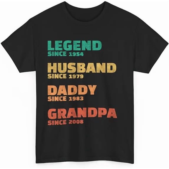 Personalized Dad Grandpa Retro Shirt, Father's Day Tshirt, Husband Father Legend, Grandfather Custom Date Since Birthday Gift