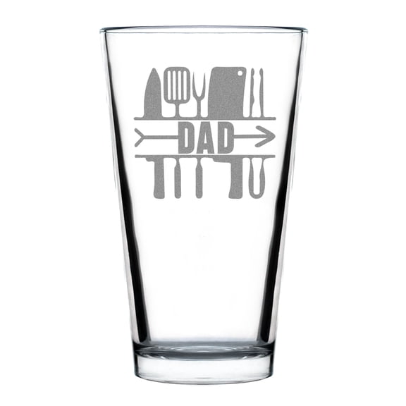 Personalized Dad Kitchen Tools Pint Glass Gift, Engraved Dad Glass Perfect For Father's Day, Unique Dad Gift Ideas Under 20, Custom Dad