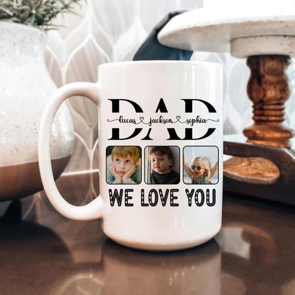 Personalized Dad Mug, Custom Photo Coffee Mug, Custom Kid'S Name, Bekilab Ceramic Coffee Mug, 11oz 15oz Gift