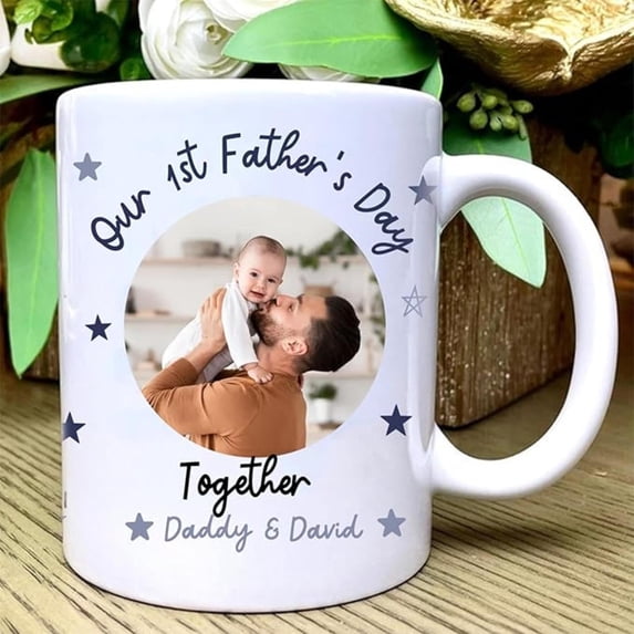 Personalized Dad Mug, First Father’S Day Gift For New Daddy, Custom Coffee Cup With Name, Photo, Gifts From Baby, Bekilab Ceramic Coffee Mug, 11oz 15oz Gift