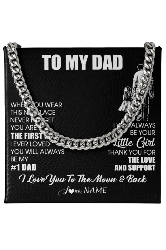 Personalized To My Dad Necklace From Daughter Never Forget You Are The First Man Dad Birthday Gifts Fathers Day Christmas Customized Gift Box Message Card