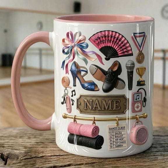 Personalized Dance Mug, Faux 3D Ceramic Coffee Cup, Dancer Studio Gift