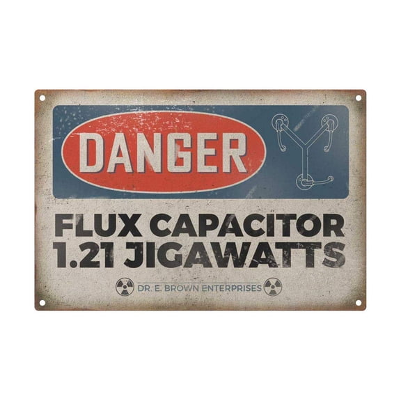 Personalized Danger Flux Capacitor Metal Sign, Retro Style Metal Sign Tin. Size: 12 x 16 inch