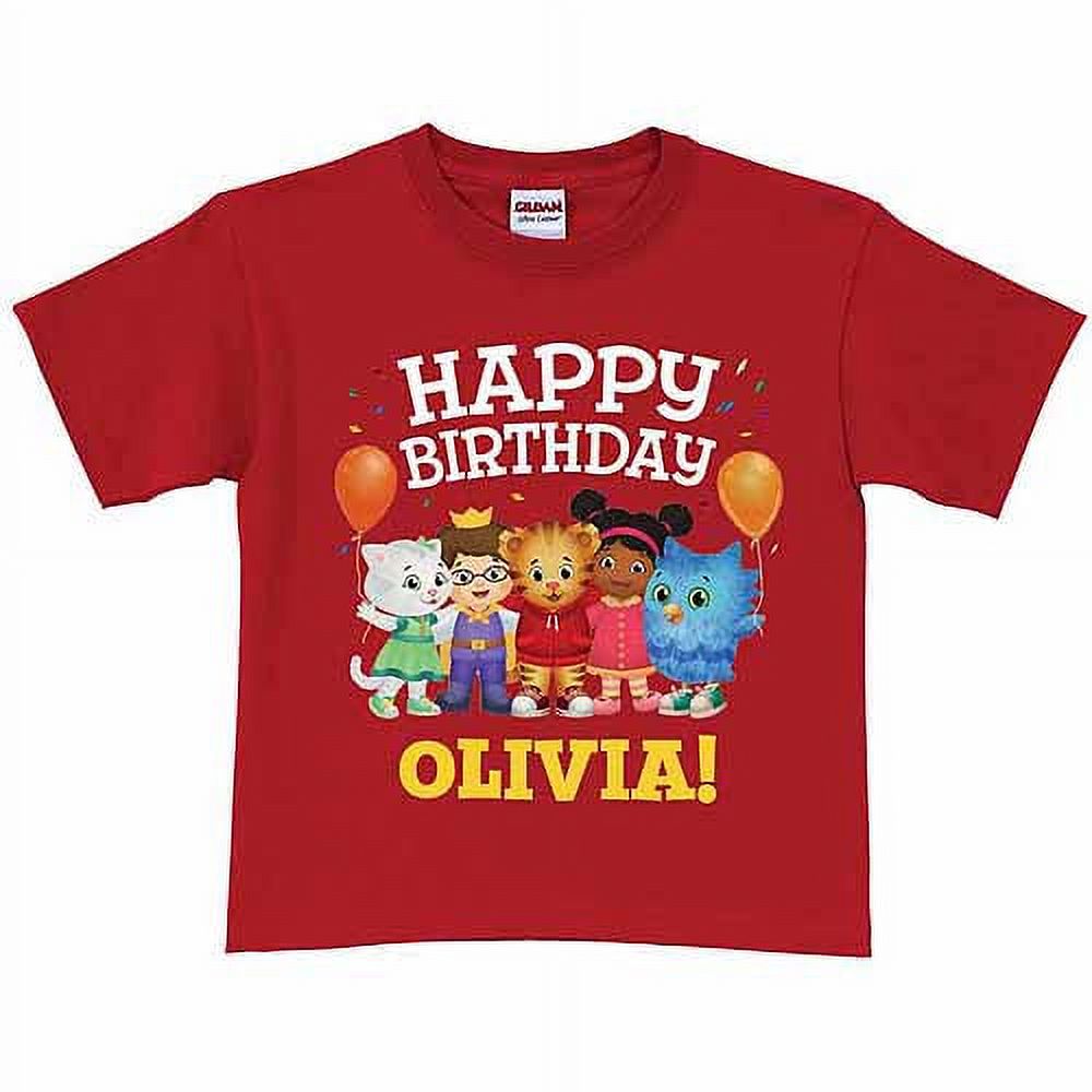 Personalized Daniel Tiger's Neighborhood Toddler Birthday Red T-Shirt In Sizes: 2t, 3t, 4t, 5/6t - image 1 of 1