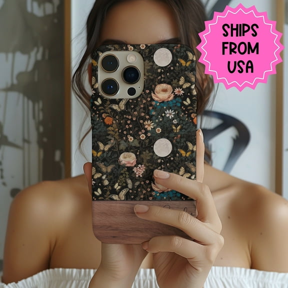 Personalized Dark Academia Case for iPhone Samsung Floral