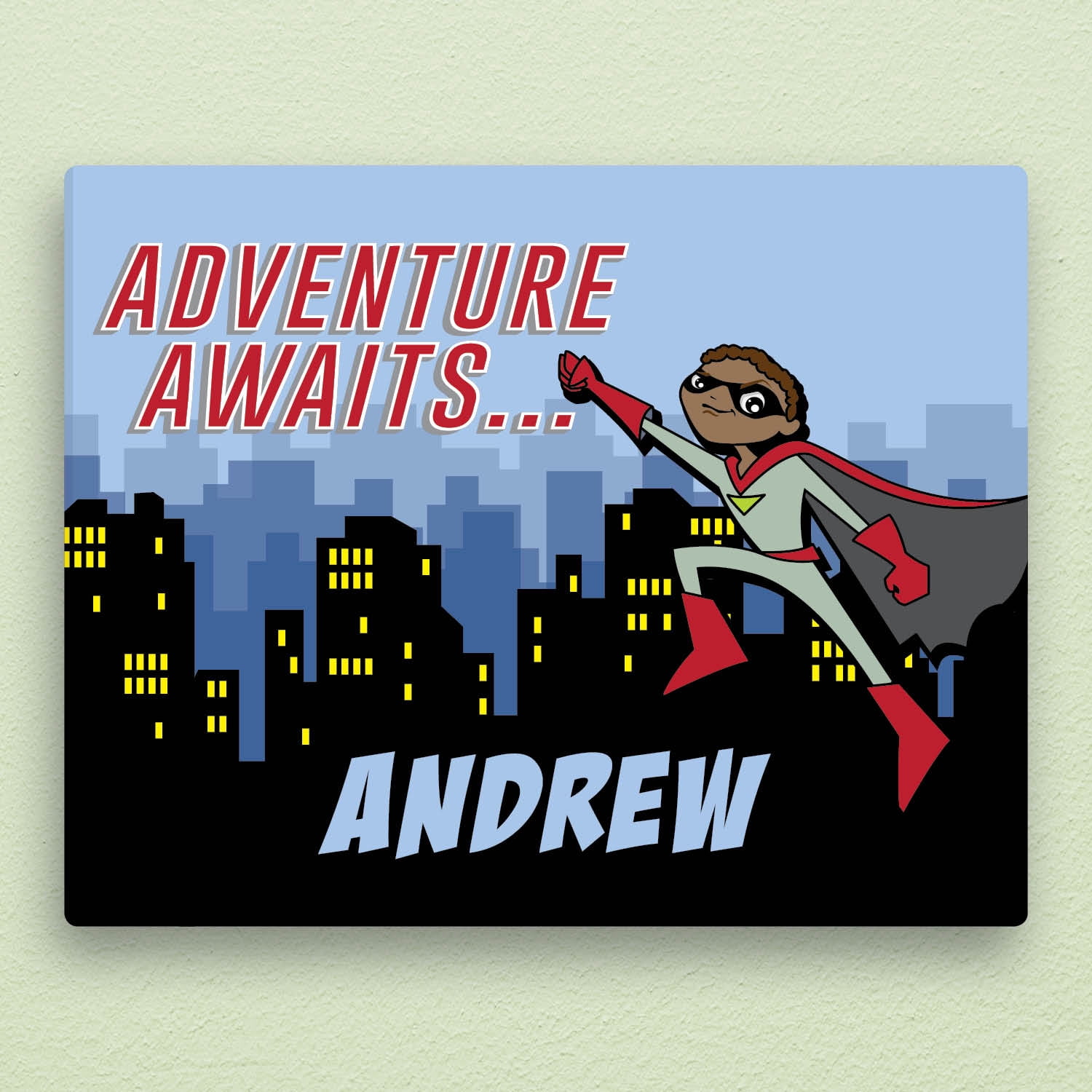 Personalized Dark Skin Superhero 11x14 Canvas