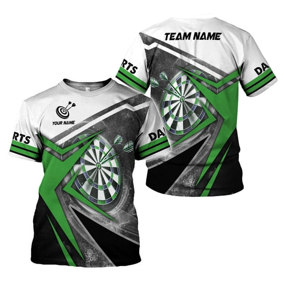 Personalized Dart 3D Shirts with Name, Custom Team Dartboard Shirt for Men Women, S-5XL Gifts shirt (Green, 5XL)
