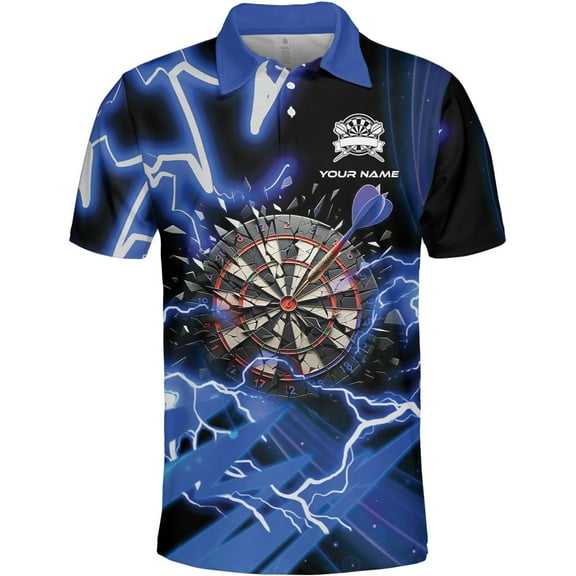 Personalized Dart Shirts Men Women 3D Polo Custom Name Team Jersey Funny Dartboard Shirt S-5XL Gifts (Blue, S)