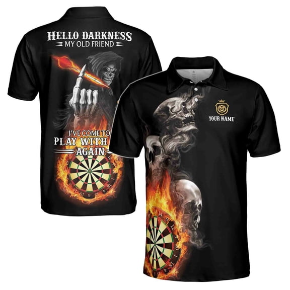 Personalized Darts, Custom Dart Skull 3D Polo Shirt Size S-5XL