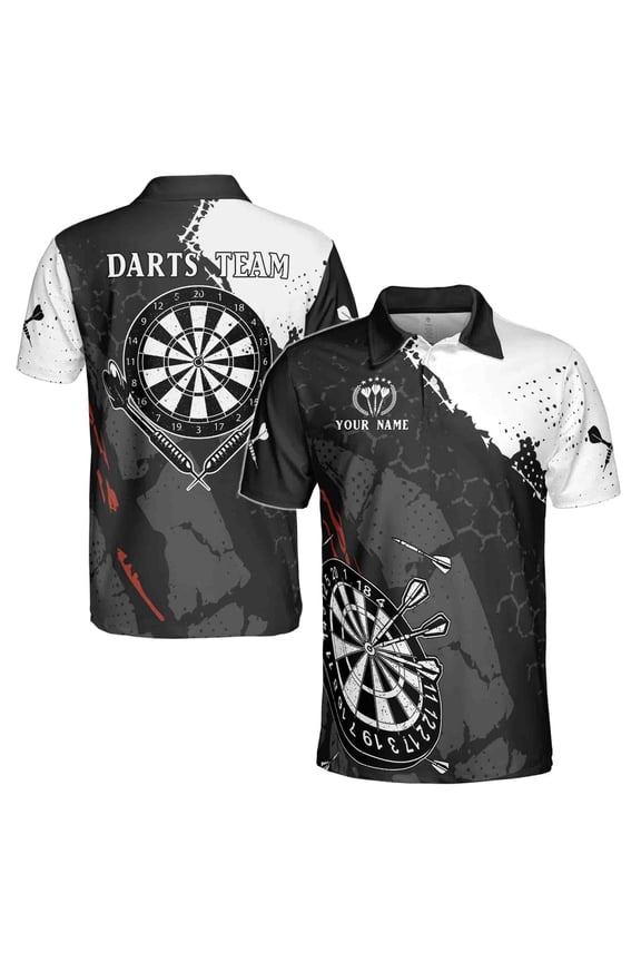 Personalized Darts Shirt, Custom Darts Black and White For Team 3D Polo Shirt