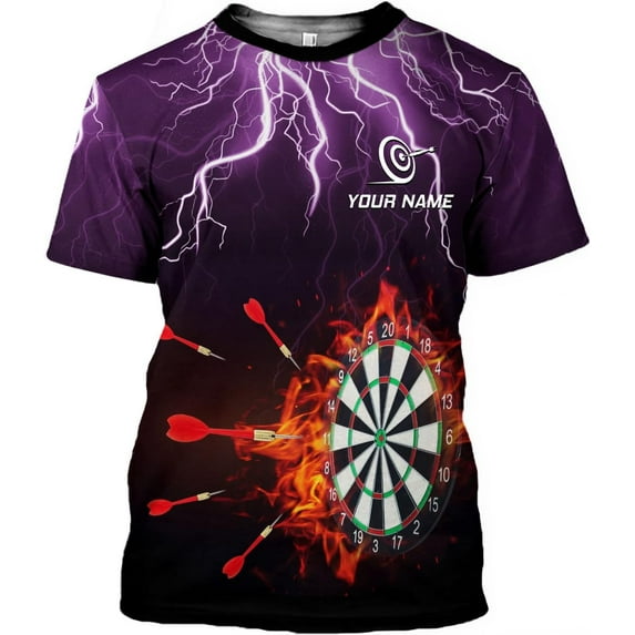 Personalized Darts T- Shirts, Dartboard Shirts, Darts 3D Sweatshirt, Hoodies Gift, Dart Shirts for Team, Dart League (Purple, 2XL)