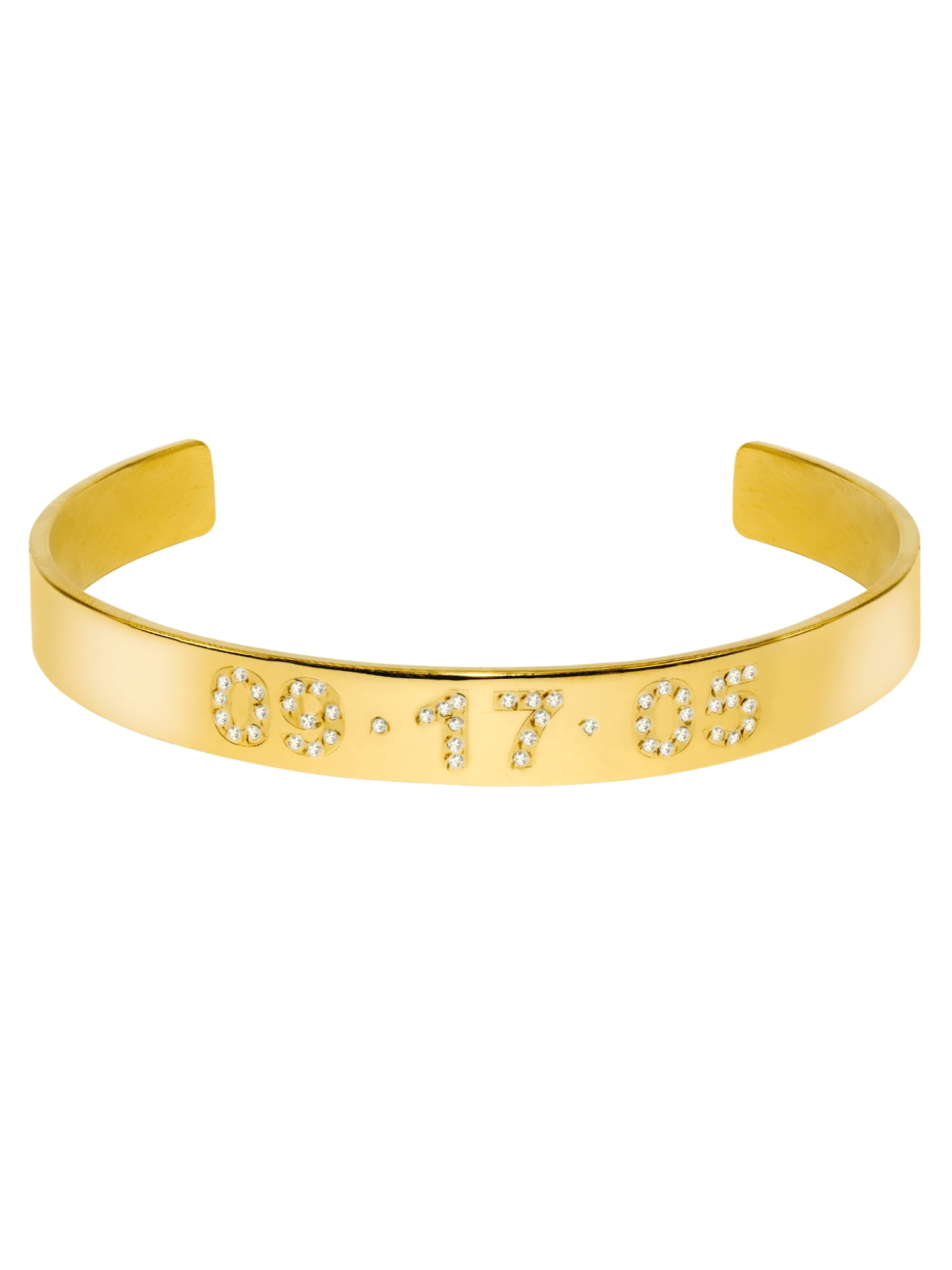Personalized Date Bangle Bracelet with Stones