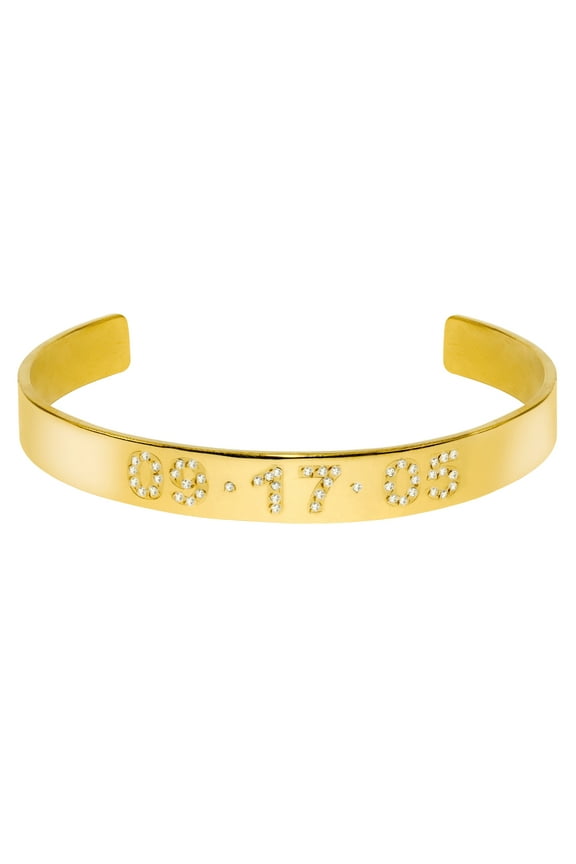 Personalized Date Bangle Bracelet with Stones