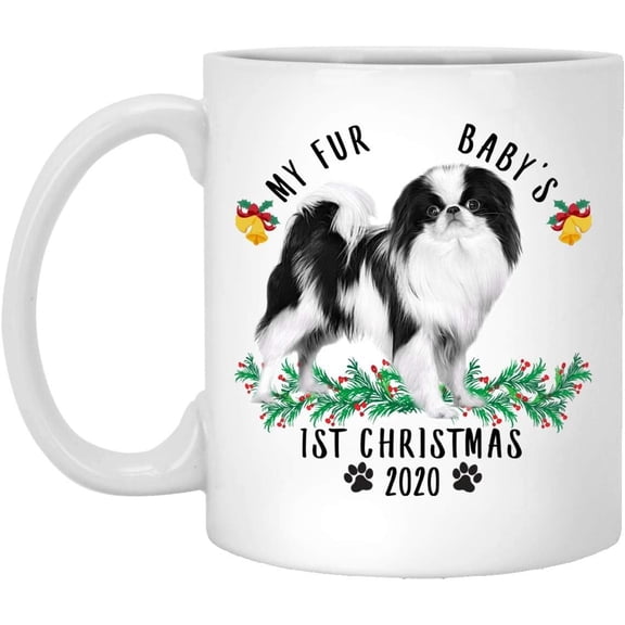 Personalized Date Custom Year Japanese Chin Black White My Fur Babby 1st Christmas 2025 Gifts New Years 2026 Decorations Coffee Mug Ceramic White 11 oz