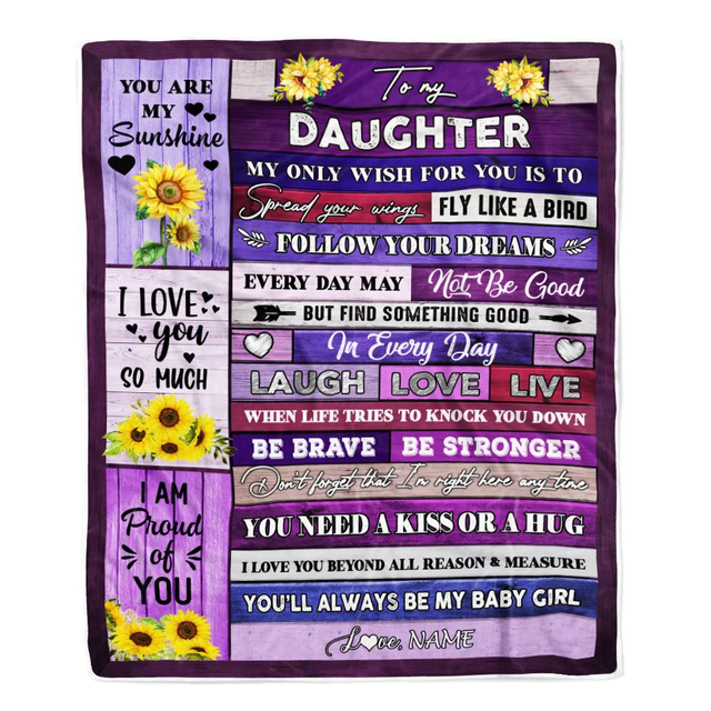 Personalized To My Daughter Blanket From Mom Dad Wood Laugh Love Live ...