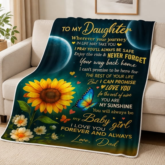 Personalized Daughter Date Text Fleece Throw Blanket, Custom Name and Date, Soft 280 Gsm Polyester, Gift for Daughter