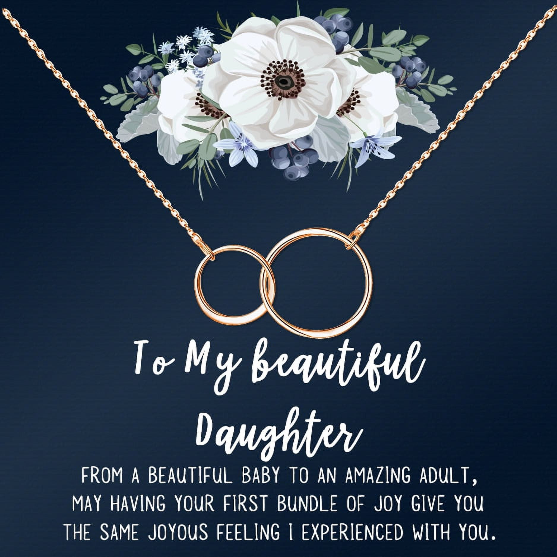 Personalized Daughter Mother's Day Jewelry, New Mom Mother's Day Gift, Custom Card for Daughter Mother's Day Gift, New Mom Mother's Day Gift [Rose Gold Infinity Ring, Personalized Card]