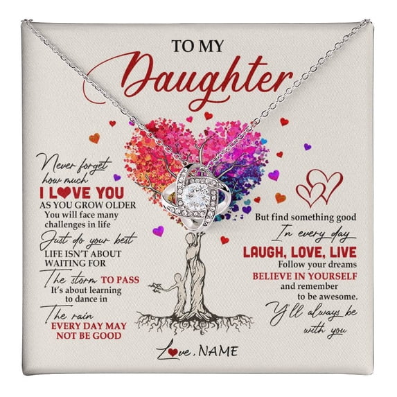 Mathor 2 Personalized To My Daughter Necklace From Mom Mother Colorful Tree ...