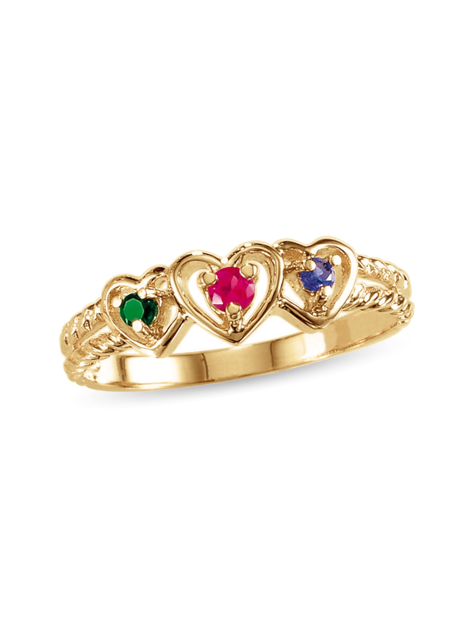 Personalized Daughter's Heart Design Birthstone Ring in 10K Gold by Jewlster