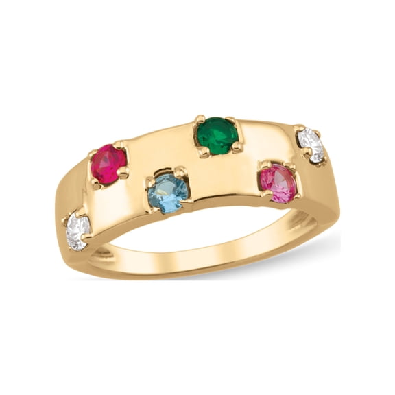 Personalized Daughter's Heart Design Birthstone Ring in 10k and 14k Gold