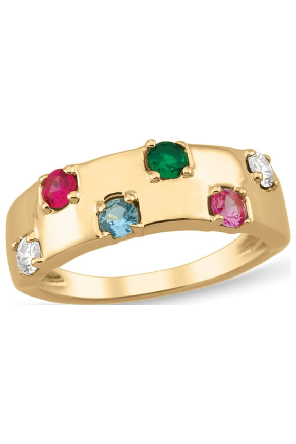 Personalized Daughter's Heart Design Birthstone Ring in 10k and 14k Gold