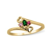 JEWLSTER Personalized Daughter's Heart Design Birthstone Ring in 10k and 14k Gold