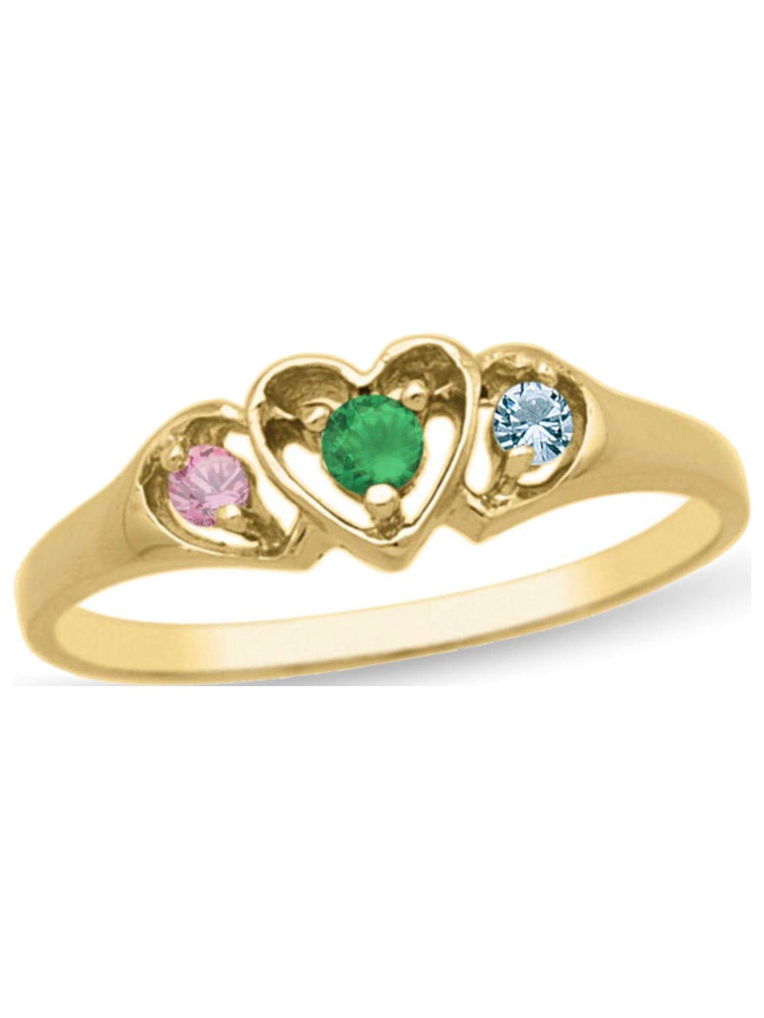 Personalized Daughter's Heart Design Birthstone Ring in 10K Gold by Jewlster