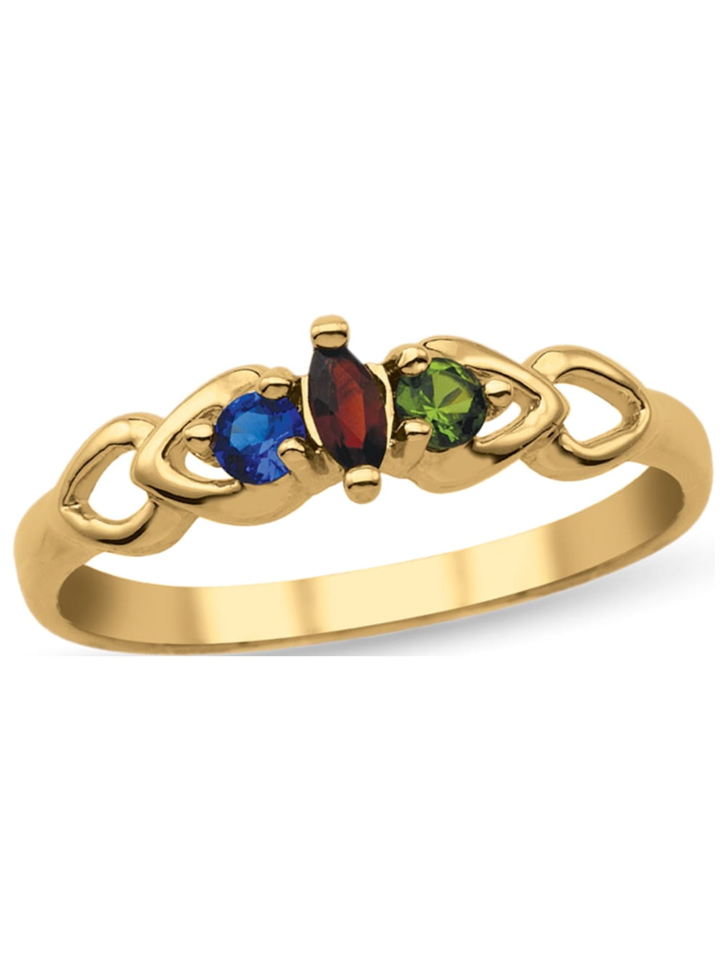 Personalized Daughter's Heart Design Birthstone Ring in 14K Gold by Jewlster