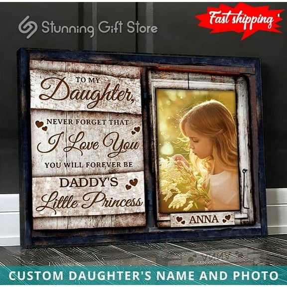 Personalized Daughter's Name And Photo To My Daughter Never Forget That I Love You You Will Forever Be Daddy's Little Princess 11 x 17 Inch Poster