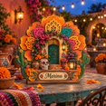 Personalized Day of the Dead Floral Courtyard Wooden Block 3 Layer ...