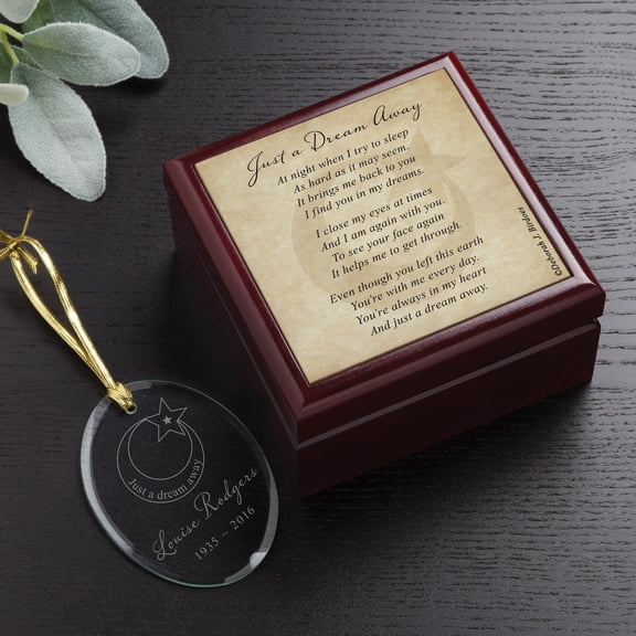 Personalized Deborah Birdoes Just A Dream Away Glass Ornament and Keepsake Box