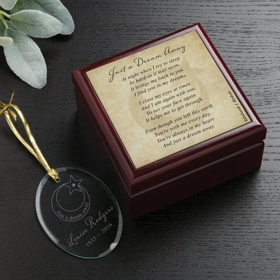Personalized Deborah Birdoes Just A Dream Away Glass Ornament and Keepsake Box