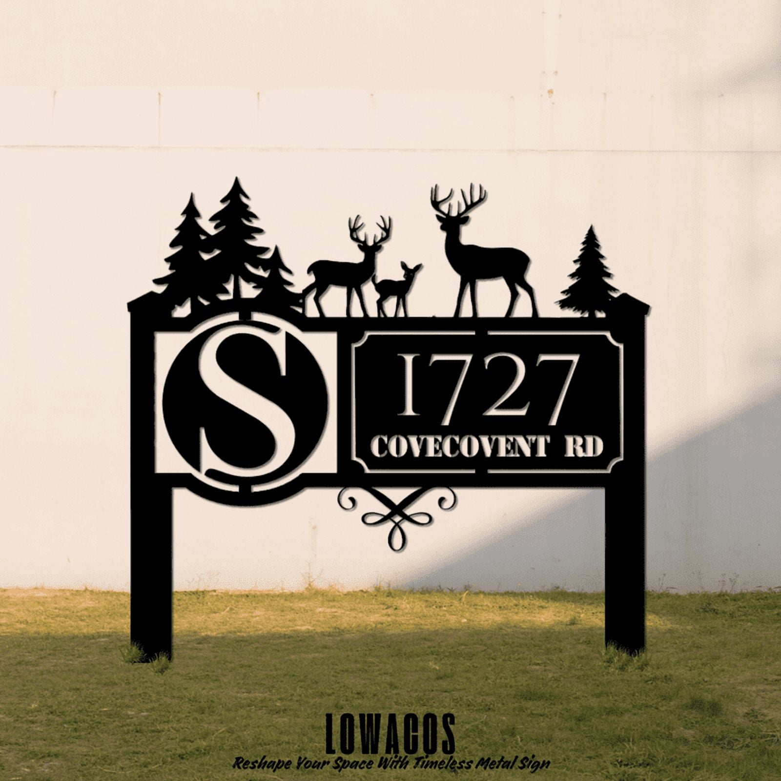 Personalized Deer Wildlife Garden Address Sign with Metal Stake,Custom House Number & Name Yard Decor,Outdoor Farmhouse Decoration,Housewarming Gift,Camping Sign for Home & Garden Style03(10inches)